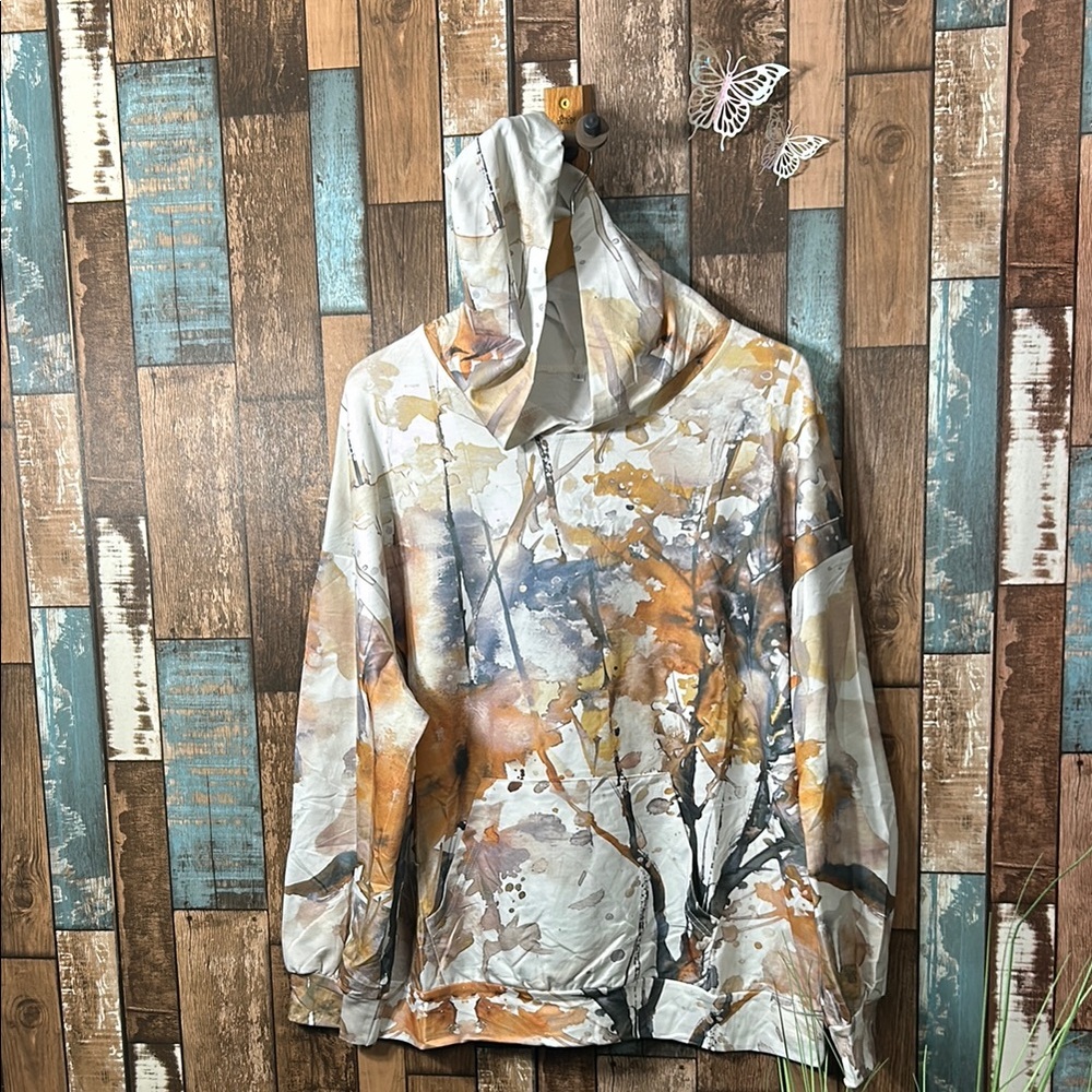 Oversized soft Abstract Print Hoodie with pocket